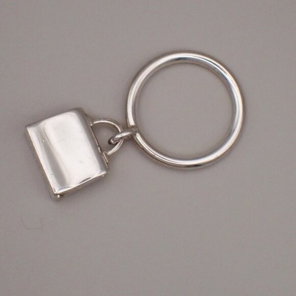 HERMES Logo Amulet Kelly Ring Size 51 Silver Ag 925 Italy - Picture 5 of 7